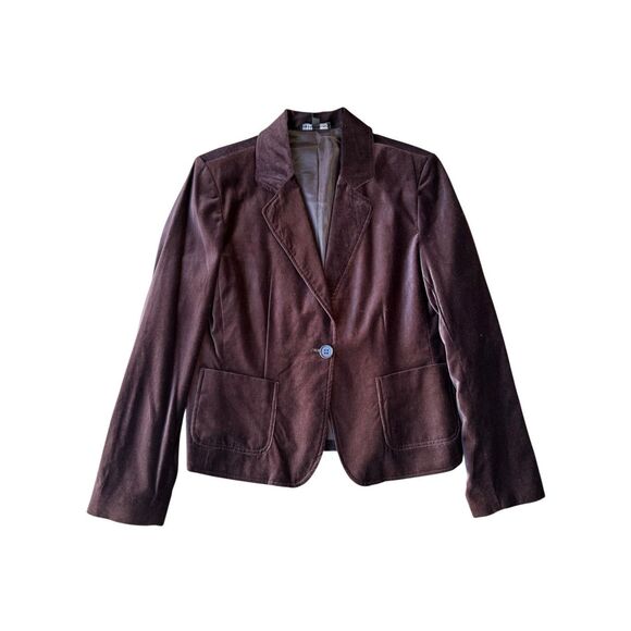Vintage Briggs New York Chocolate Brown Velvet Velour Blazer Size 12 - Picture 2 of 10